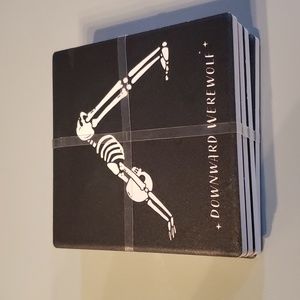 Nama-stay Scary skeleton Halloween set of 4 ceramic coasters NWT